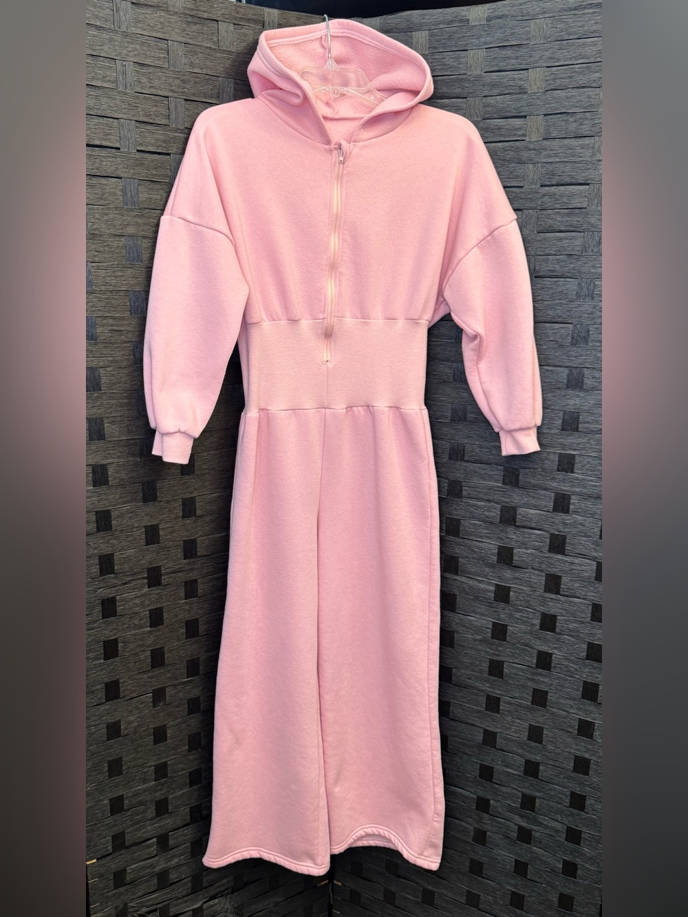 SHEIN Sparklyn Tween Girl Pink Girls' Hooded Zip Jumpsuit